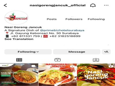 Official Instagram Nasi Goreng Jancuk PrimeBiz Hotel Surabaya